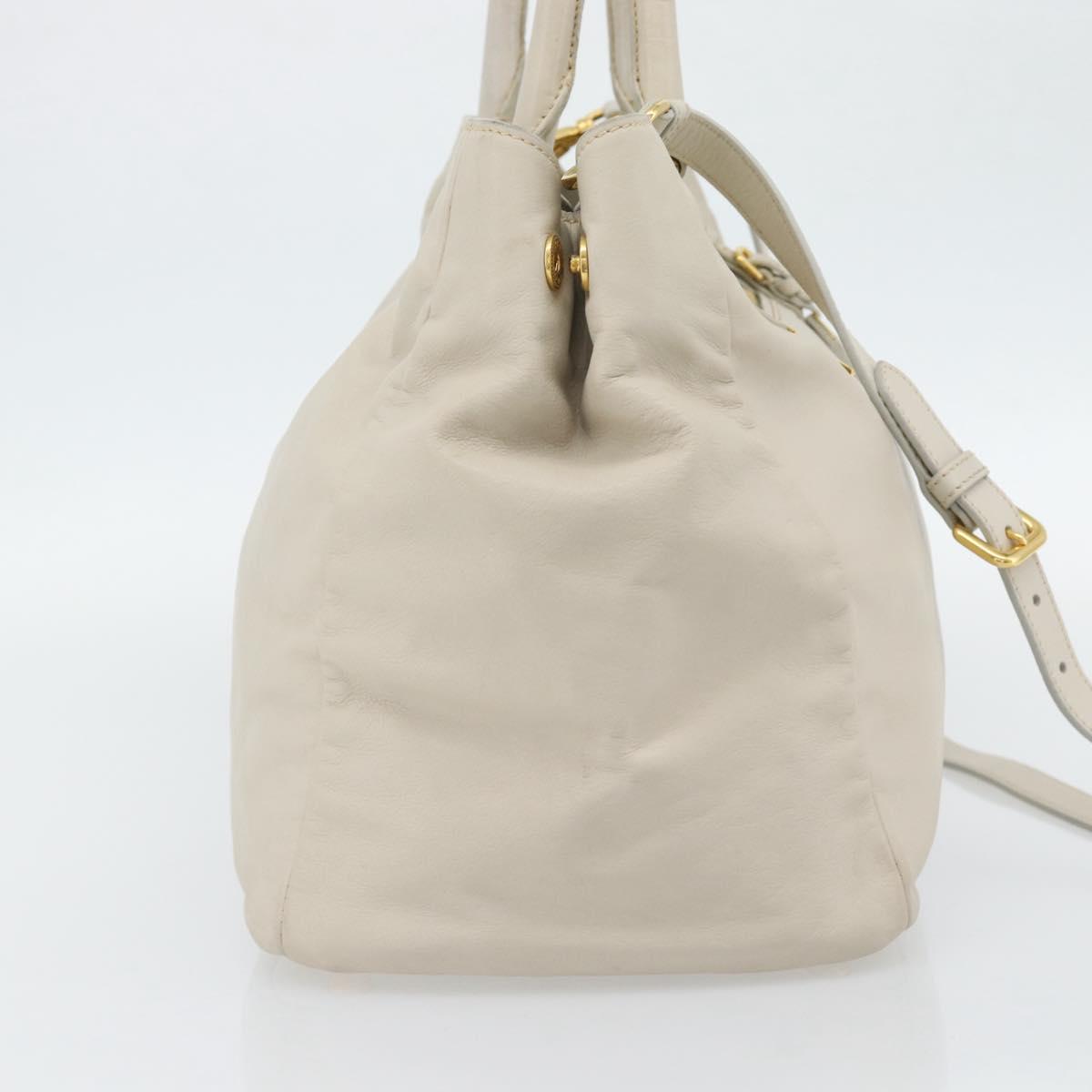 PRADA Hand Bag Leather 2way Ivory Gold