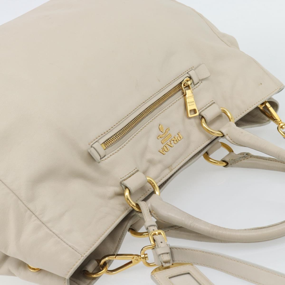 PRADA Hand Bag Leather 2way Ivory Gold