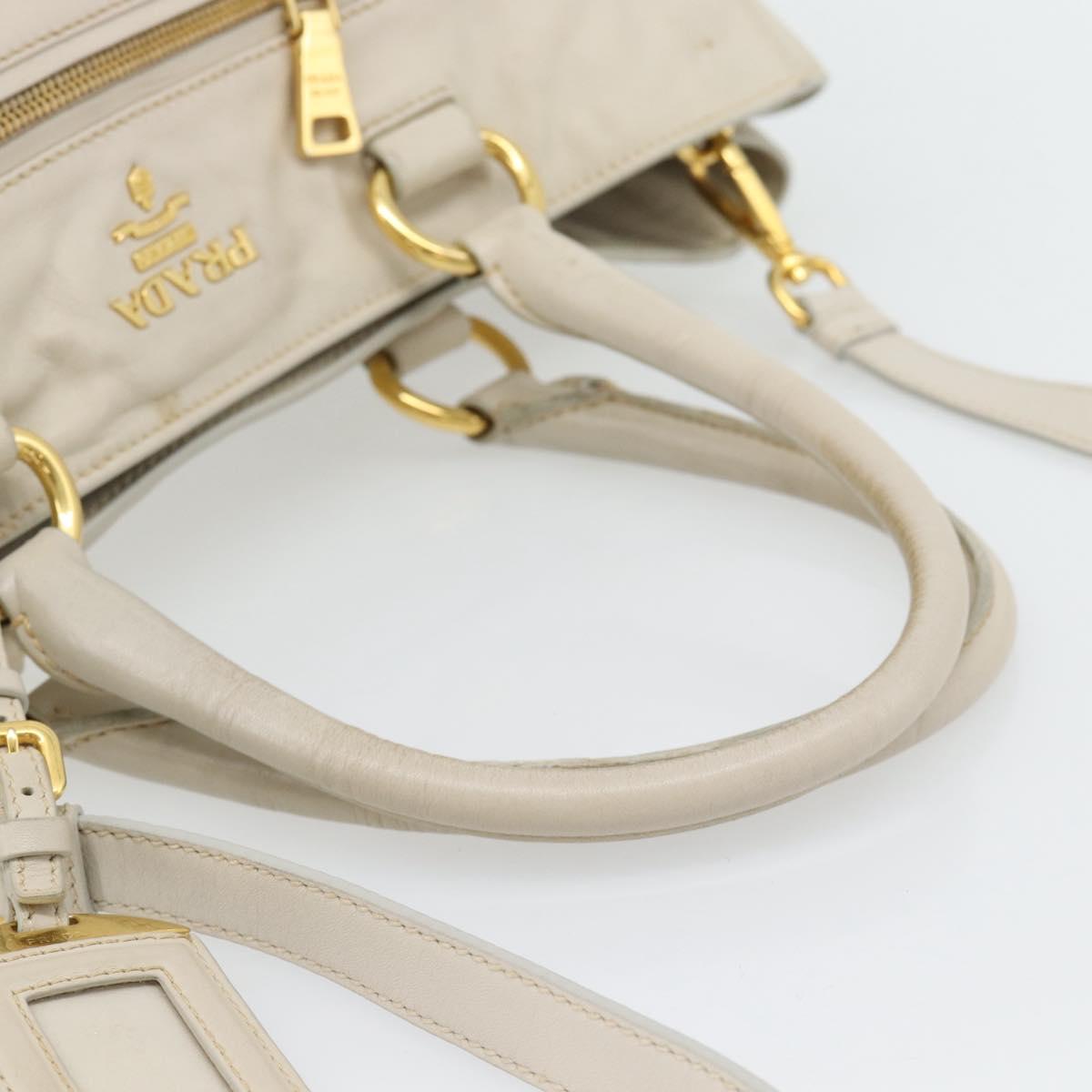 PRADA Hand Bag Leather 2way Ivory Gold