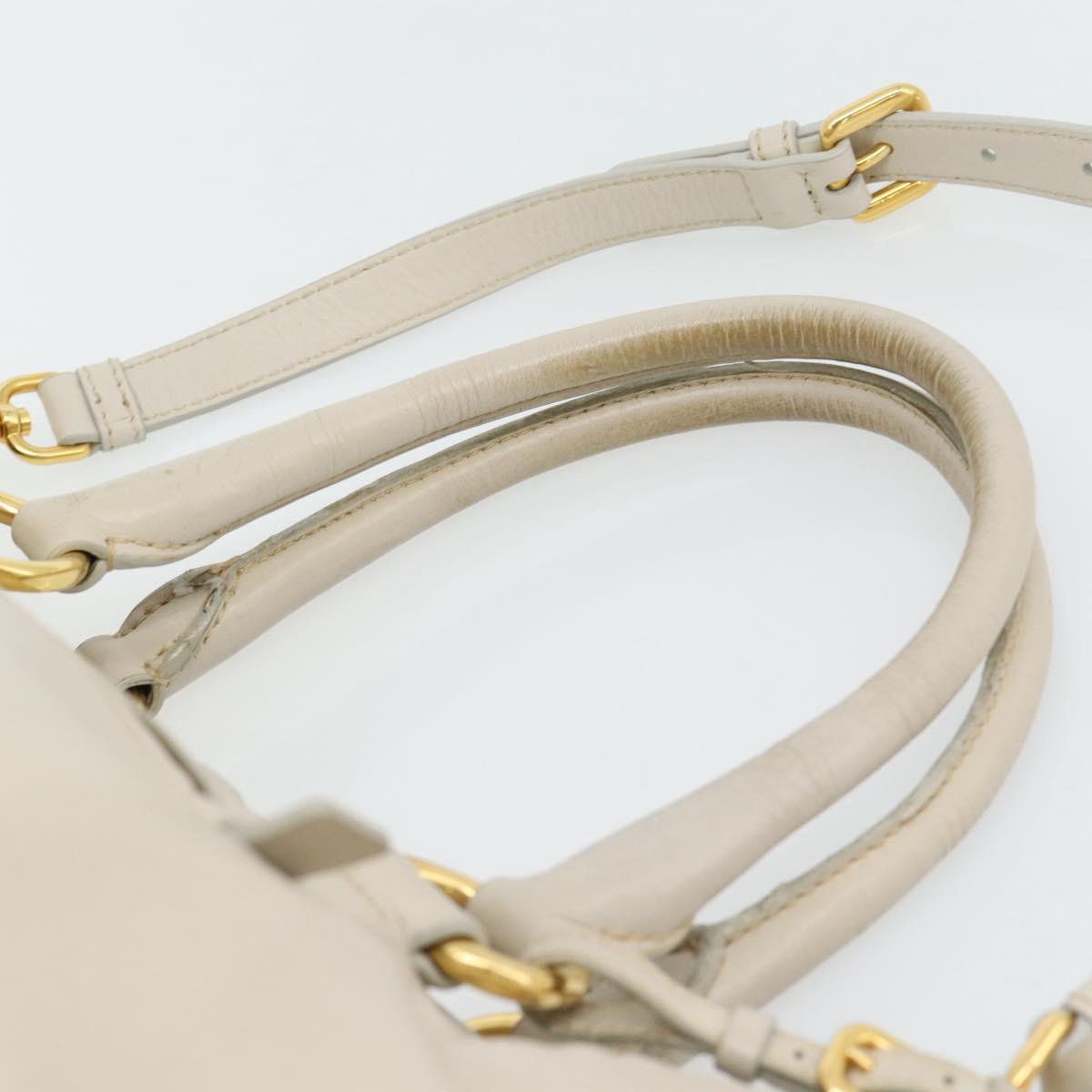 PRADA Hand Bag Leather 2way Ivory Gold