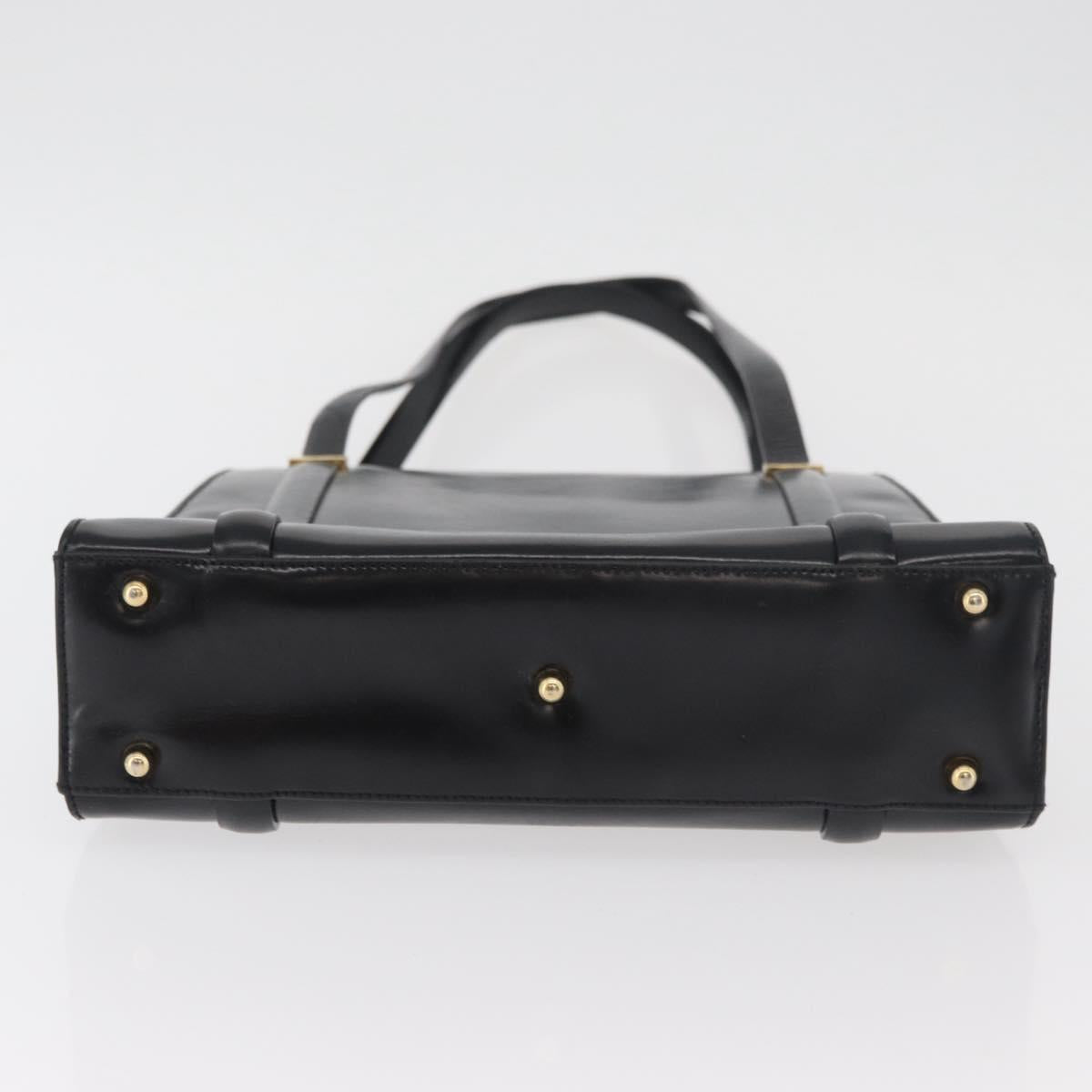 GUCCI Tote Bag Leather Black Gold