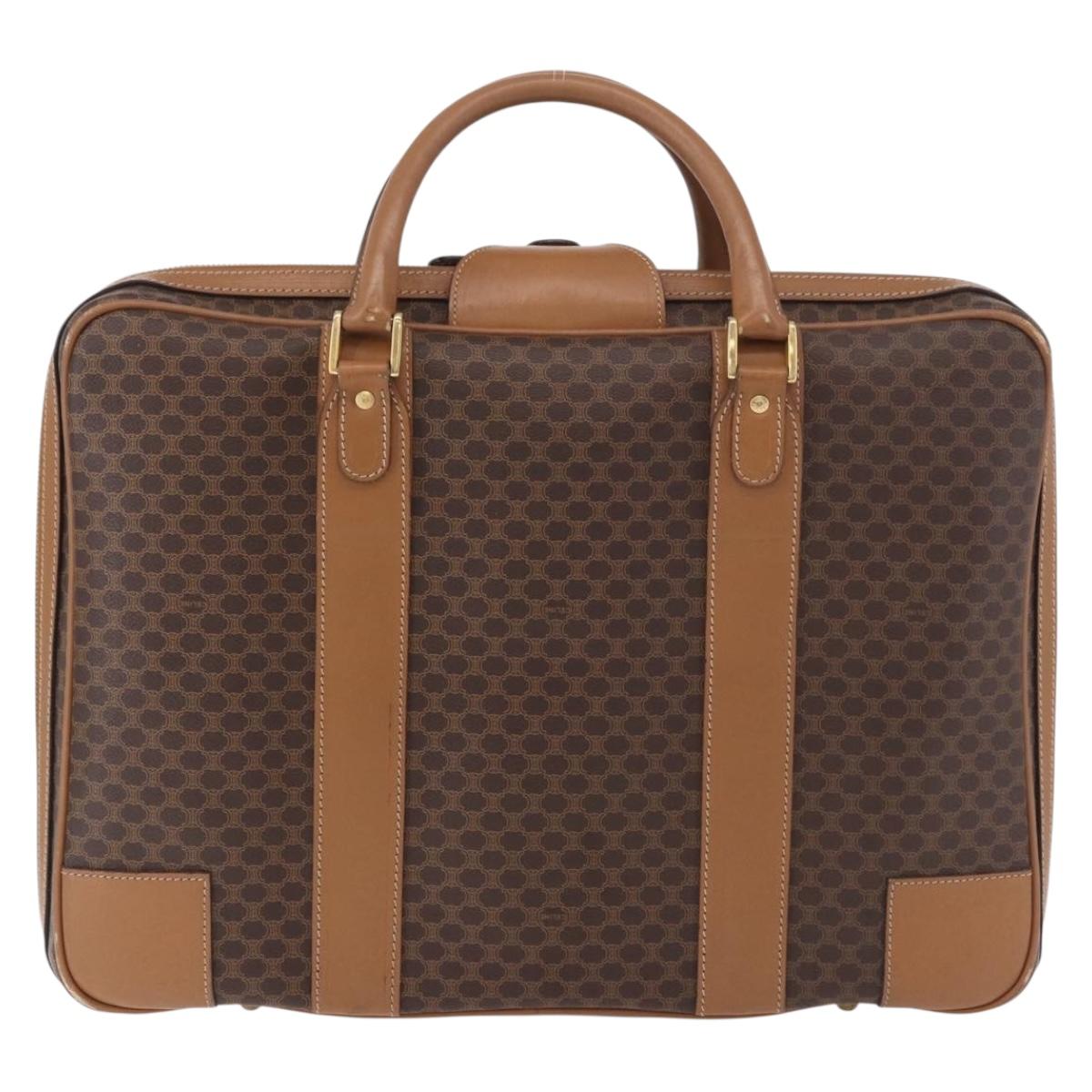 CELINE Attache Case Macadam Canvas Trunk PVC Brown Gold