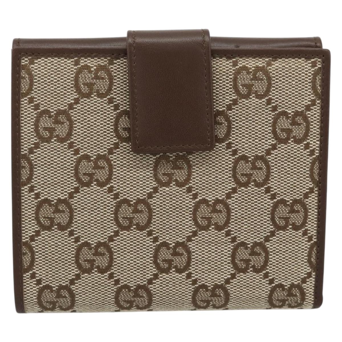 GUCCI GG Canvas Compact Wallet Beige