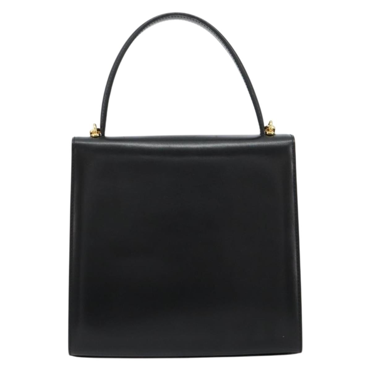CELINE Hand Bag Leather 2way Black Gold