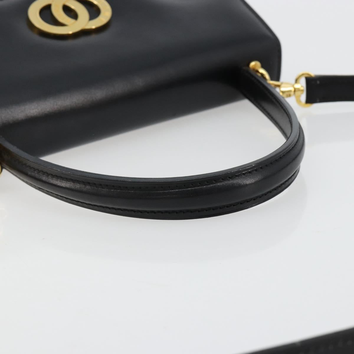 CELINE Hand Bag Leather 2way Black Gold