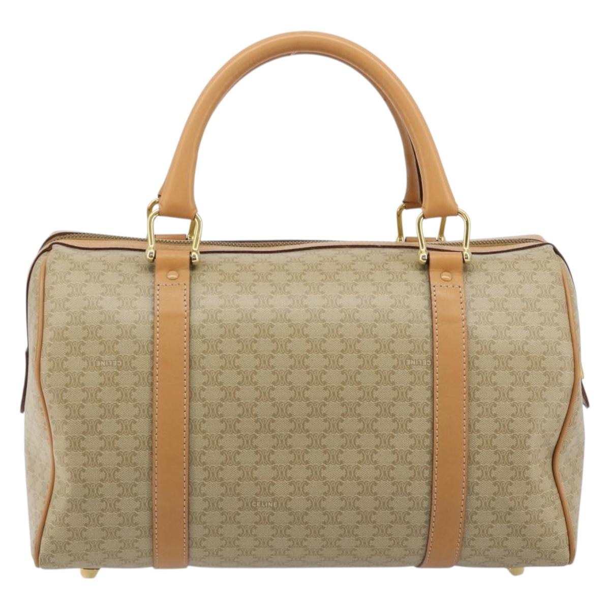 CELINE Macadam Canvas Hand Bag PVC Beige Gold