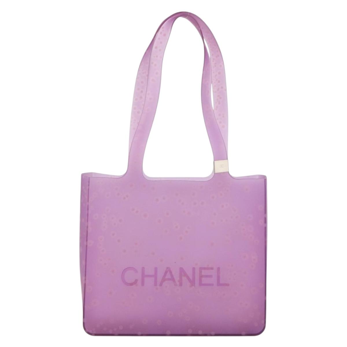 CHANEL Tote Bag Rubber Purple CC