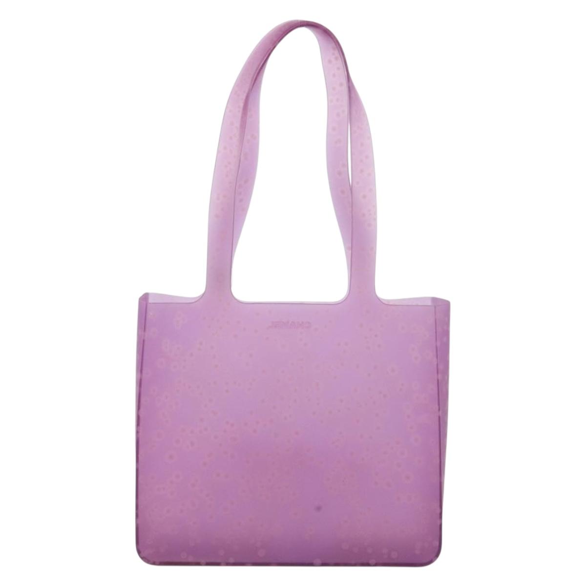 CHANEL Tote Bag Rubber Purple CC