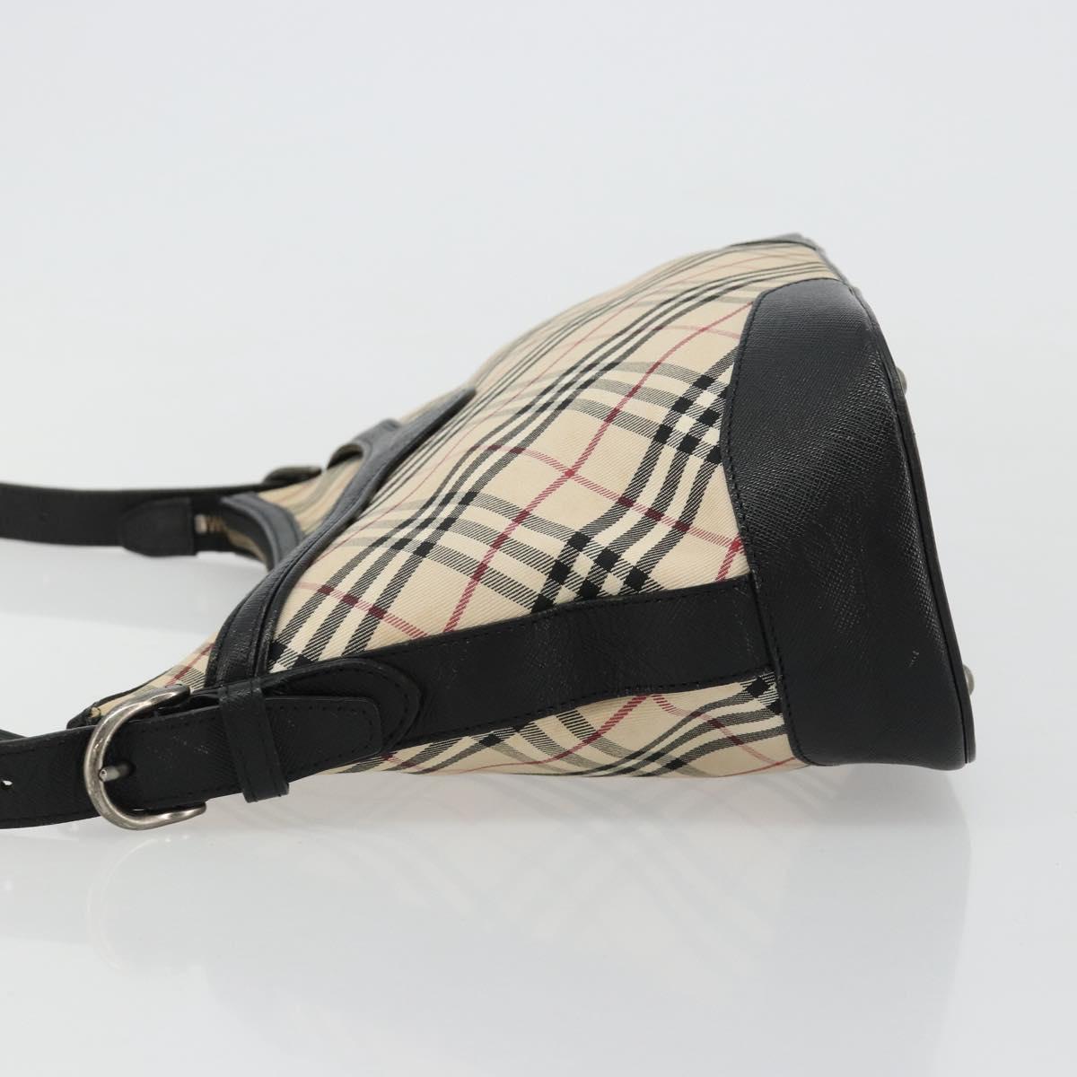 BURBERRY Nova Check Shoulder Bag Canvas Beige Silver