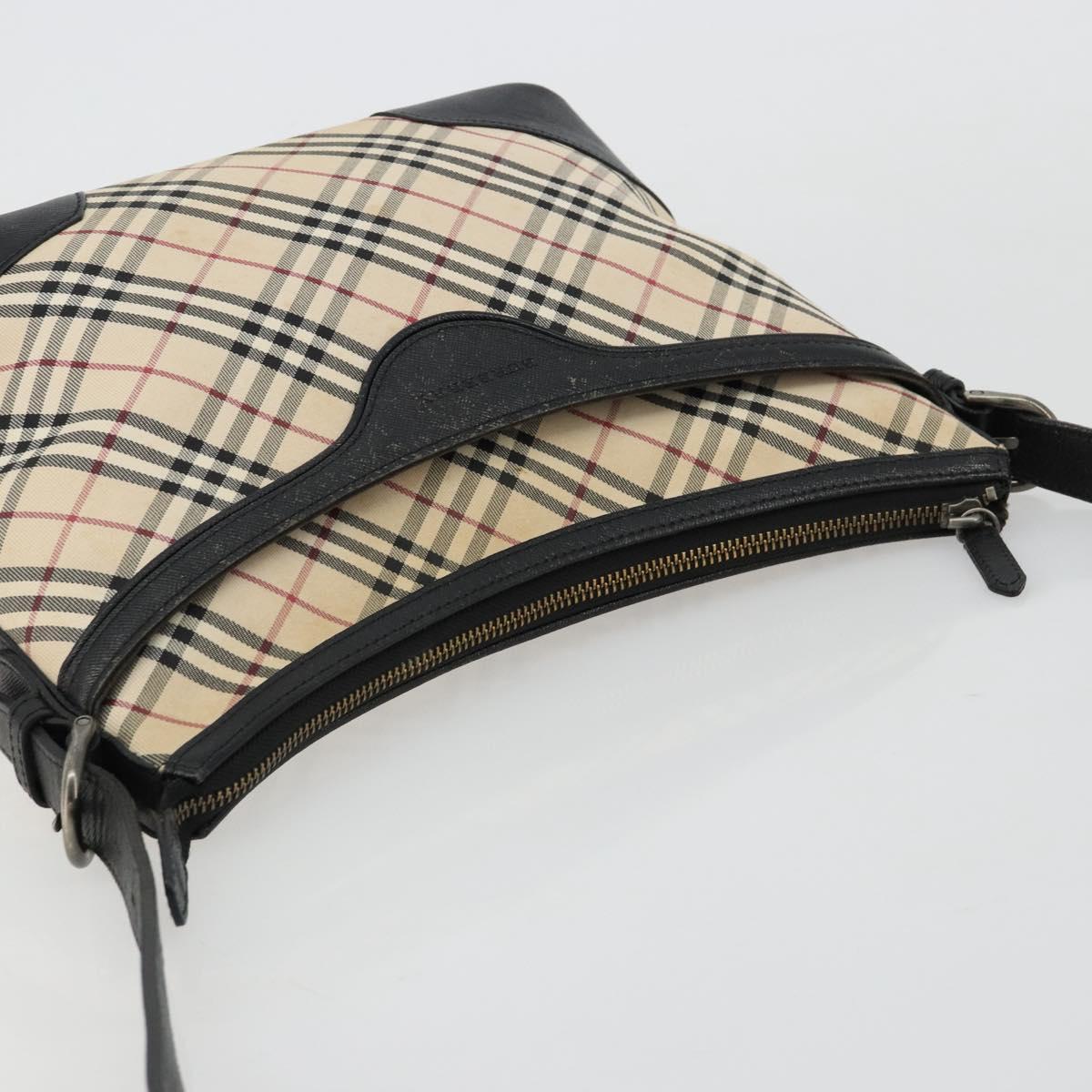 BURBERRY Nova Check Shoulder Bag Canvas Beige Silver
