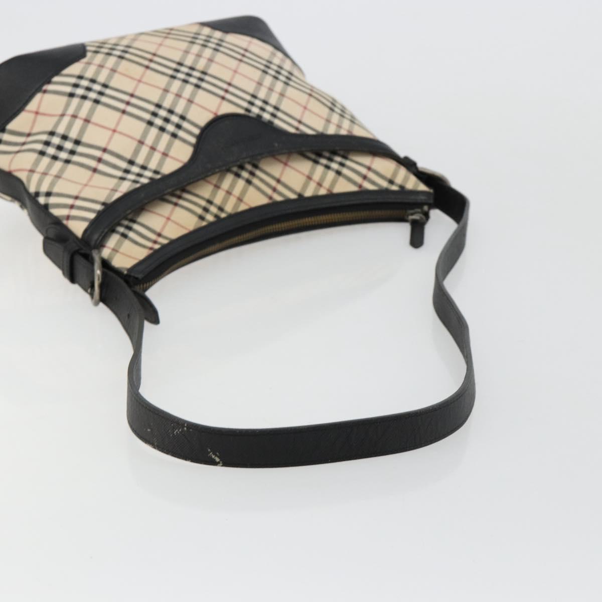BURBERRY Nova Check Shoulder Bag Canvas Beige Silver