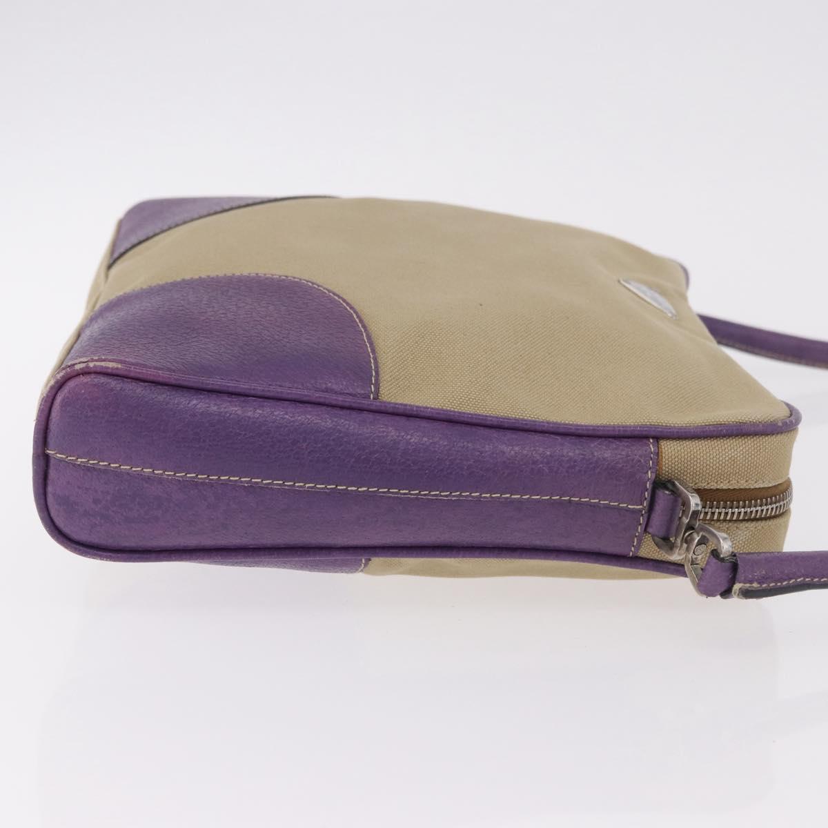 PRADA Shoulder Bag Canvas Beige Silver
