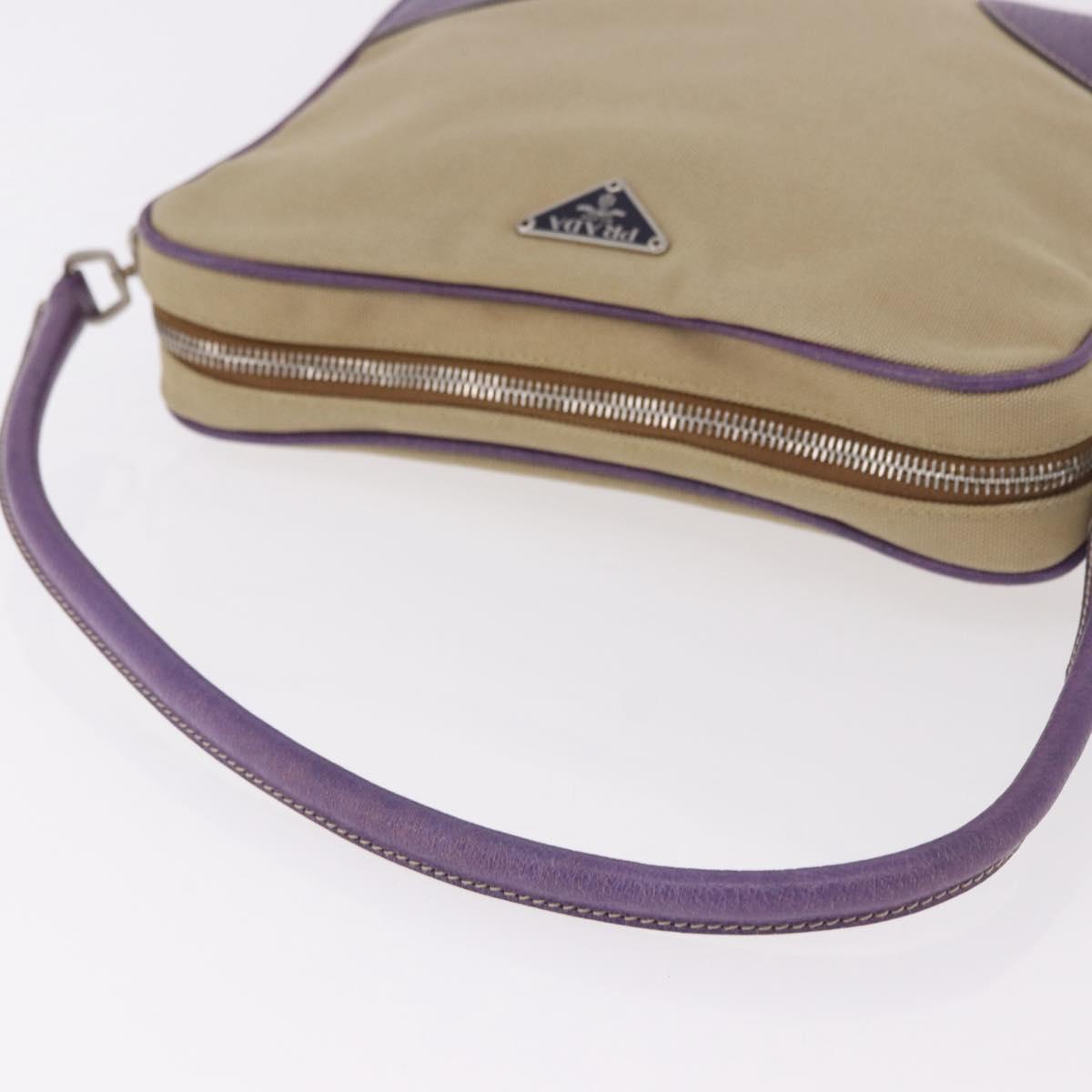 PRADA Shoulder Bag Canvas Beige Silver