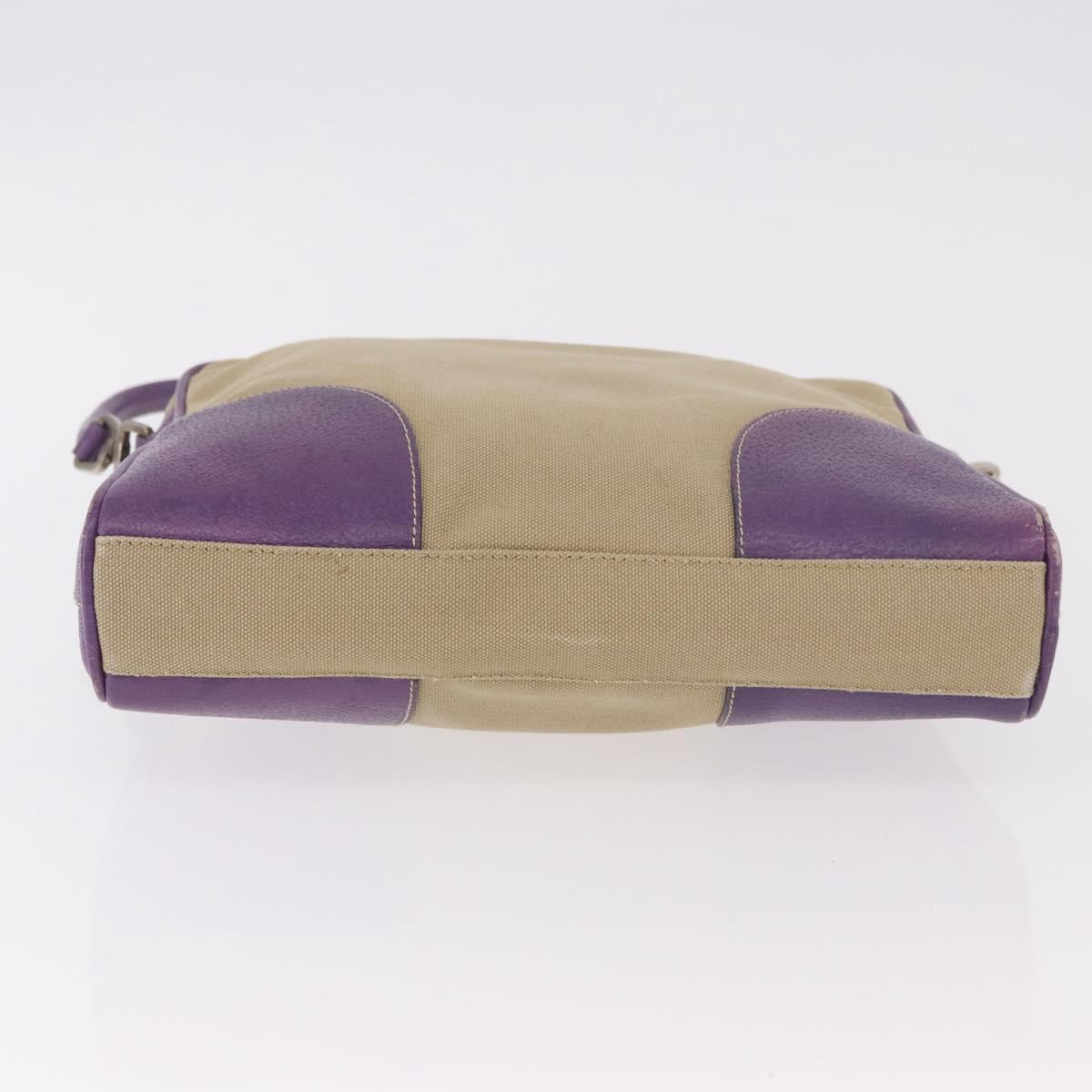 PRADA Shoulder Bag Canvas Beige Silver