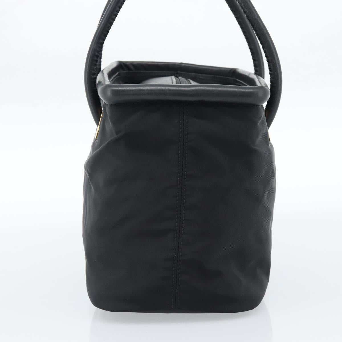 CELINE Circle Hand Bag Nylon Black Gold