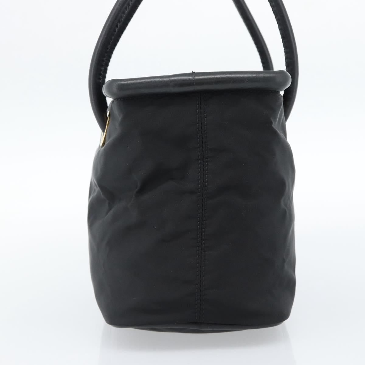 CELINE Circle Hand Bag Nylon Black Gold