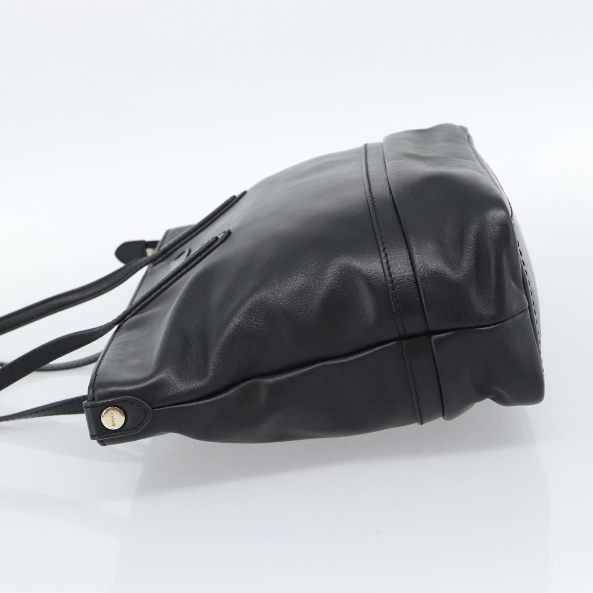 BALLY Hand Bag Leather Black Gold