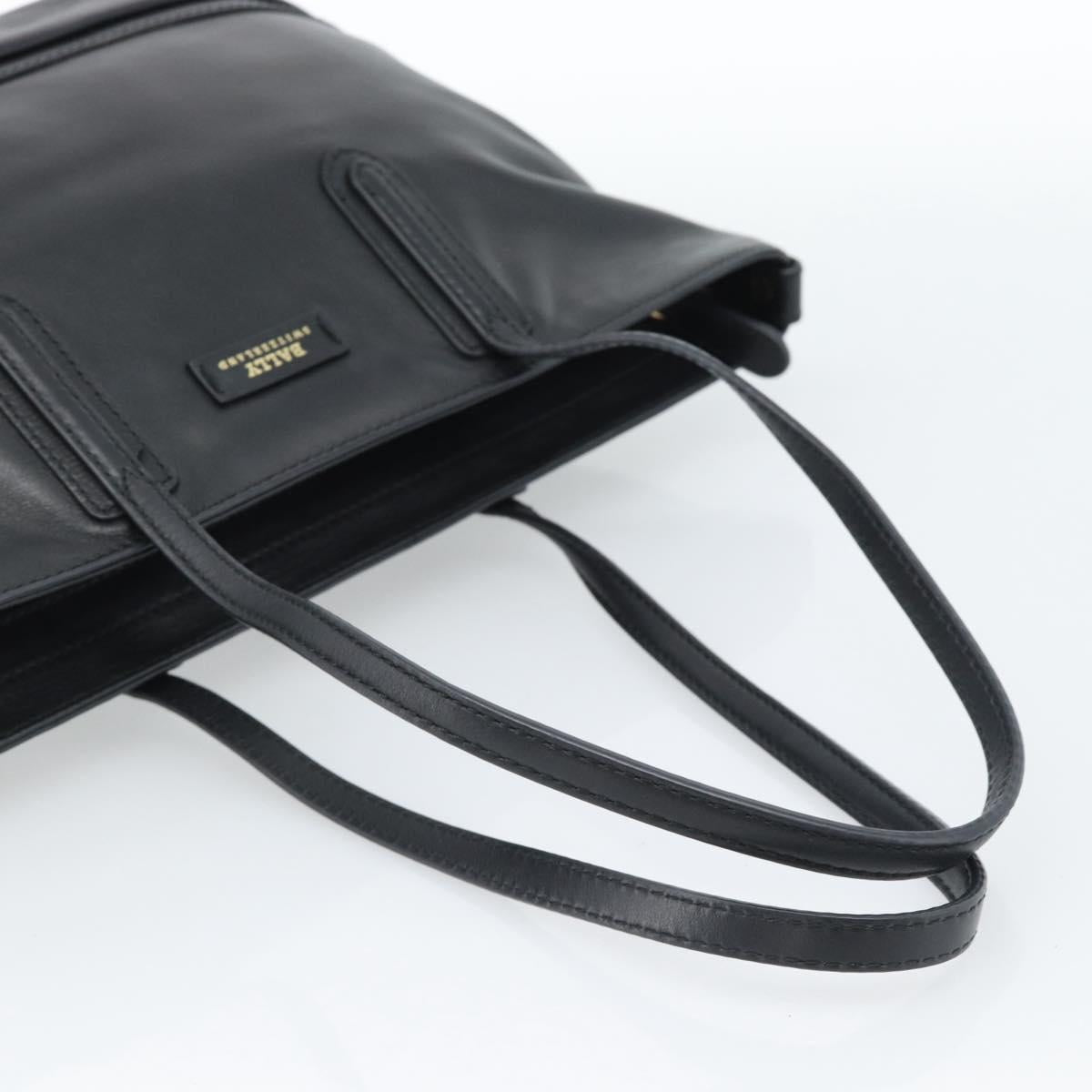 BALLY Hand Bag Leather Black Gold