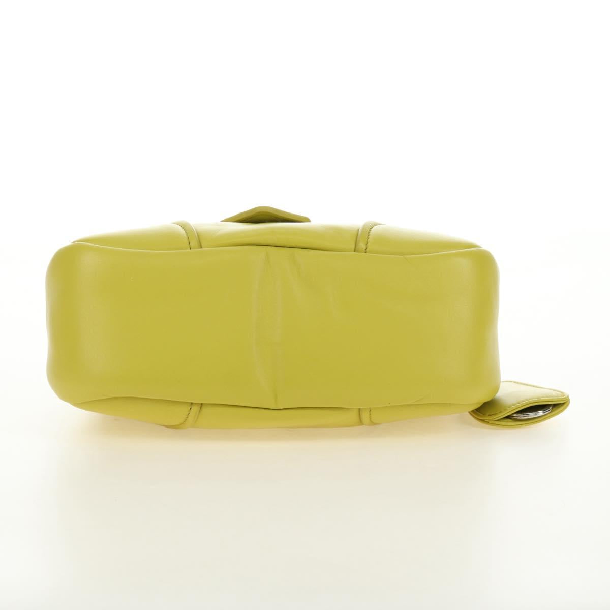 PRADA Hand Bag Leather 2way Yellow Silver