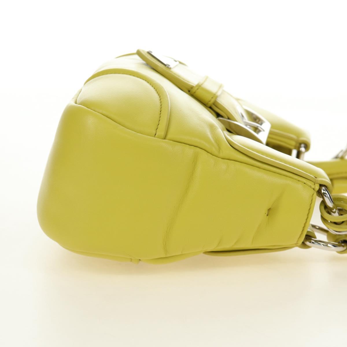 PRADA Hand Bag Leather 2way Yellow Silver