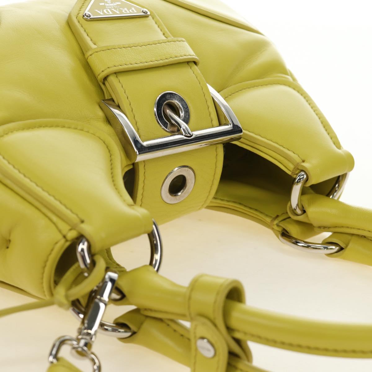 PRADA Hand Bag Leather 2way Yellow Silver