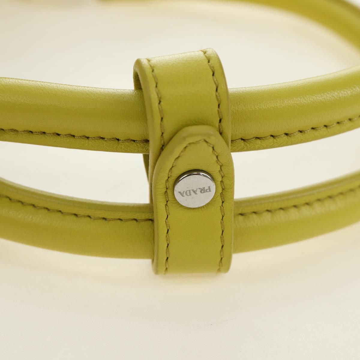 PRADA Hand Bag Leather 2way Yellow Silver