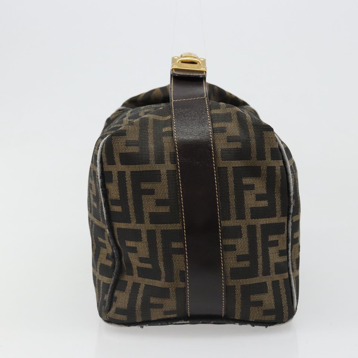 FENDI Zucca Canvas Vanity Hand Bag Black Brown