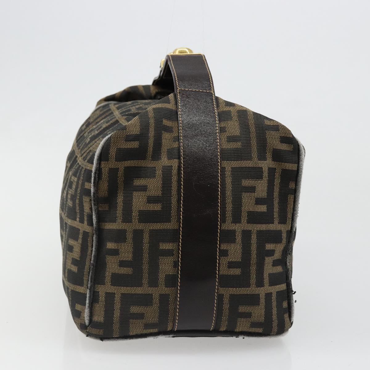 FENDI Zucca Canvas Vanity Hand Bag Black Brown