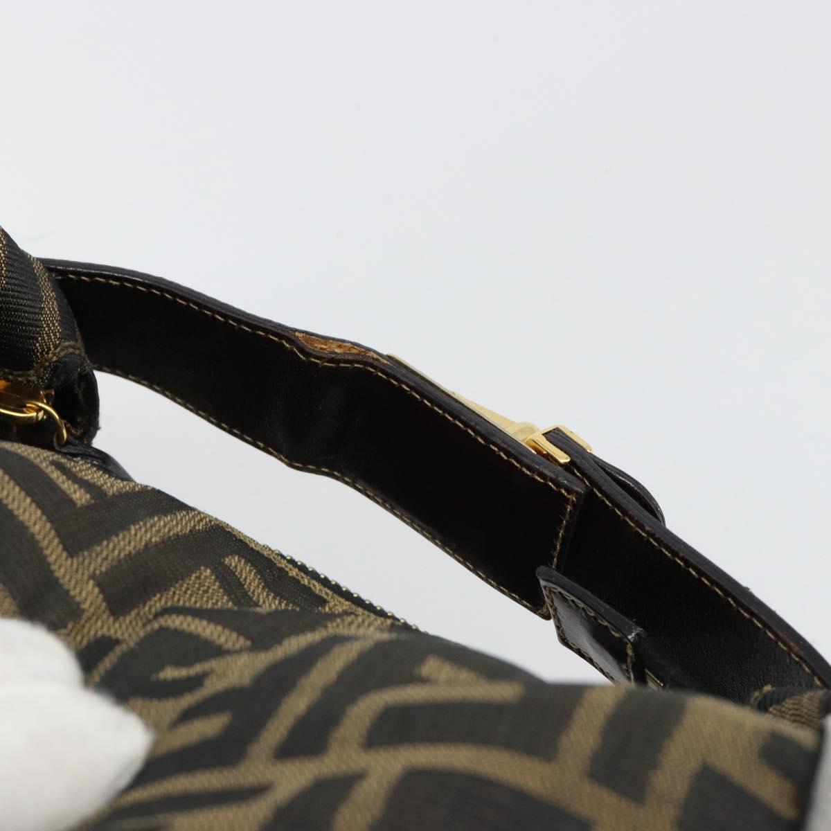 FENDI Zucca Canvas Vanity Hand Bag Black Brown