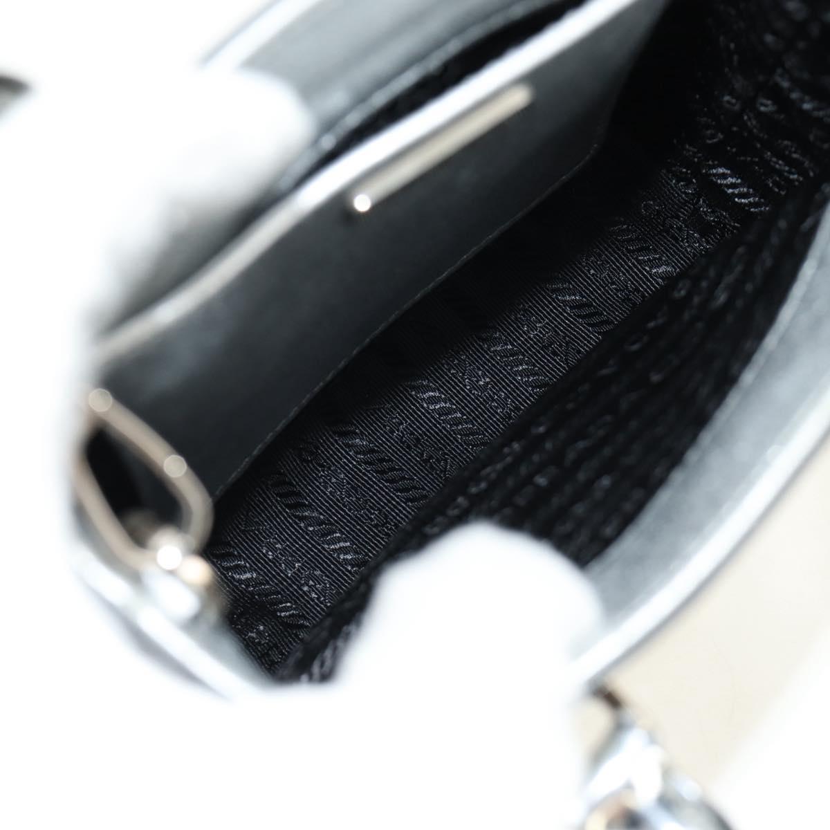PRADA Hand Bag Patent Leather 2way Silver