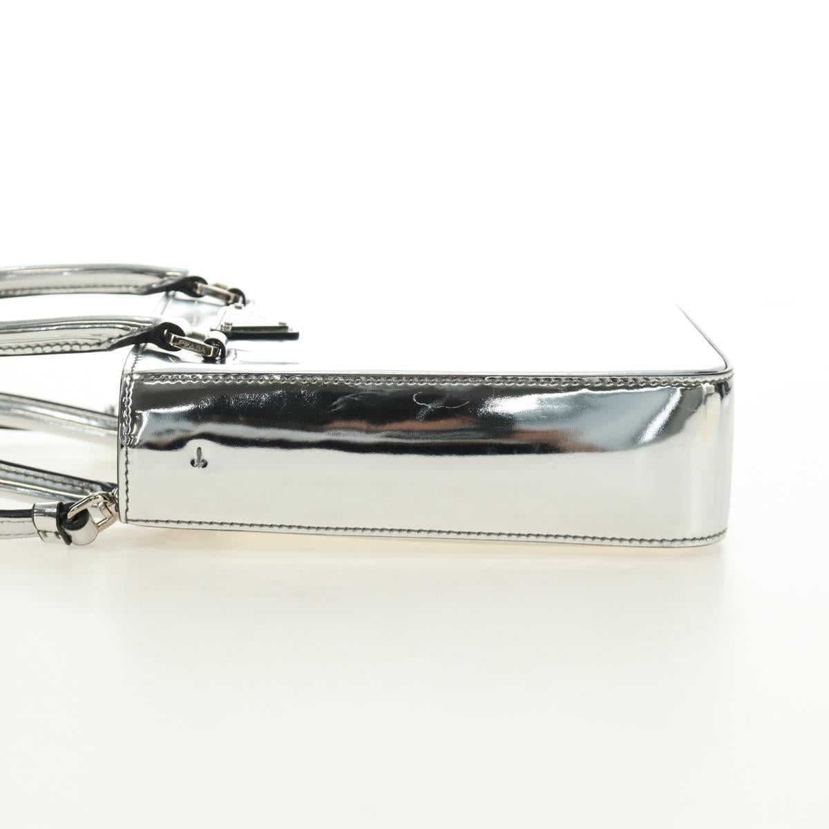 PRADA Hand Bag Patent Leather 2way Silver