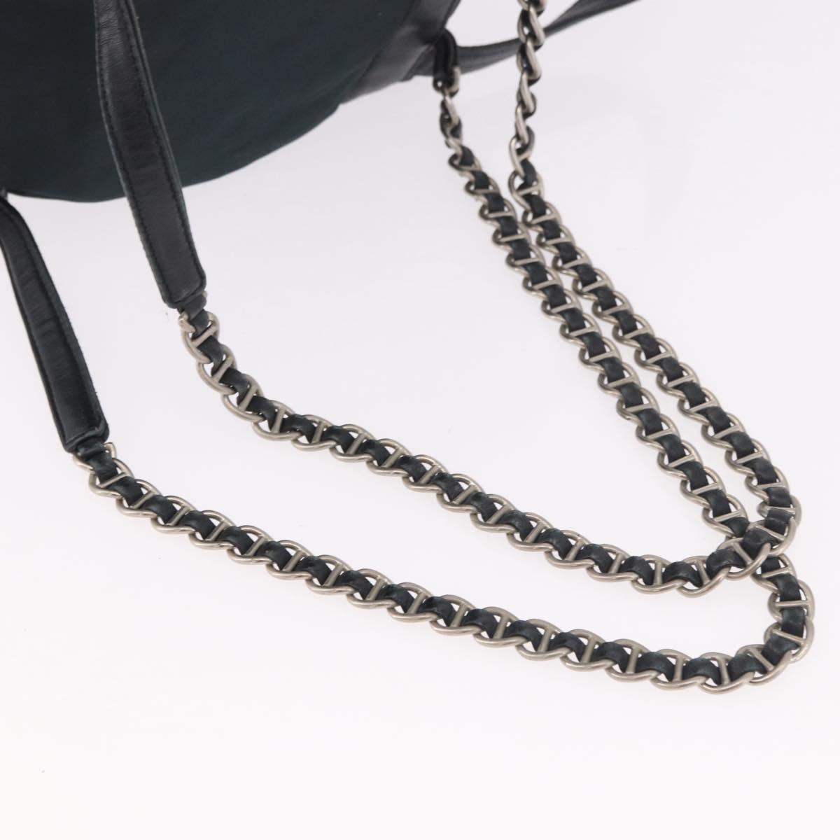 PRADA Chain Shoulder Backpack Nylon Green Silver
