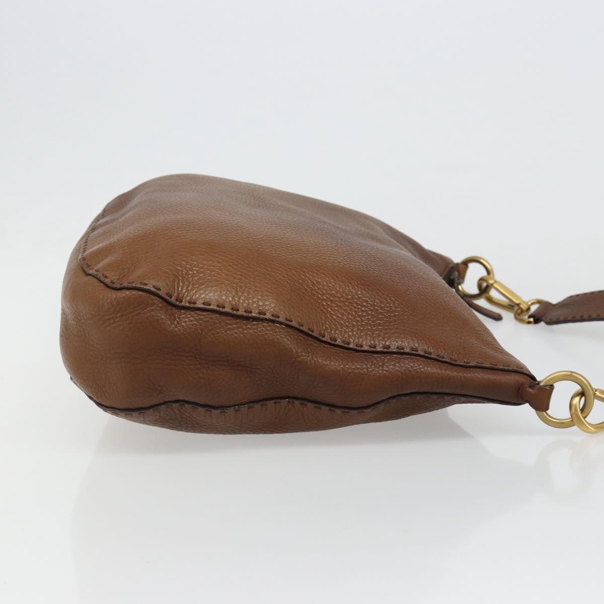 PRADA Shoulder Bag Leather Brown Gold