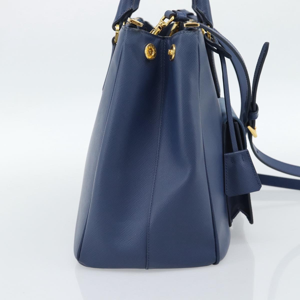 PRADA Hand Bag Saffiano leather 2way Blue Gold