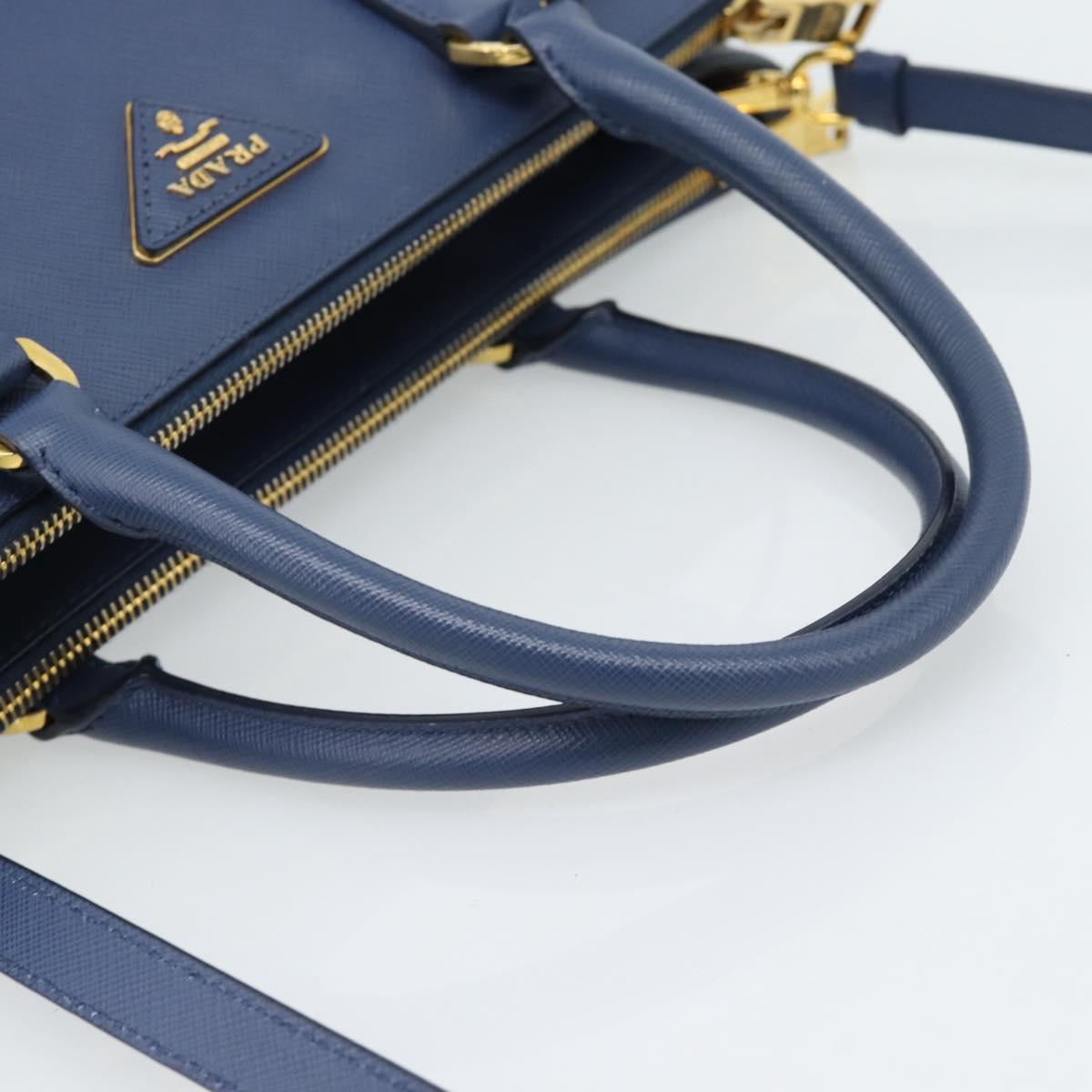 PRADA Hand Bag Saffiano leather 2way Blue Gold