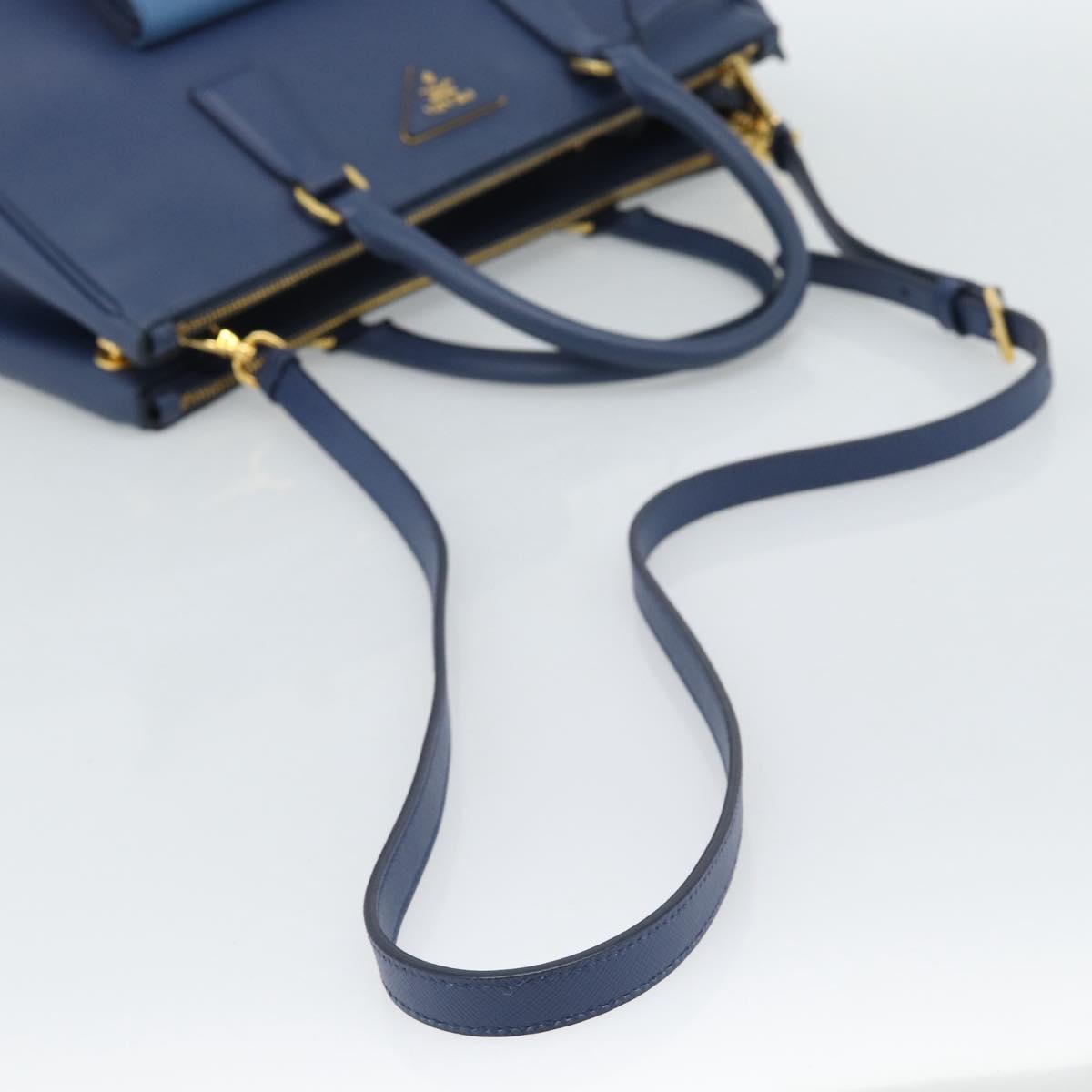 PRADA Hand Bag Saffiano leather 2way Blue Gold