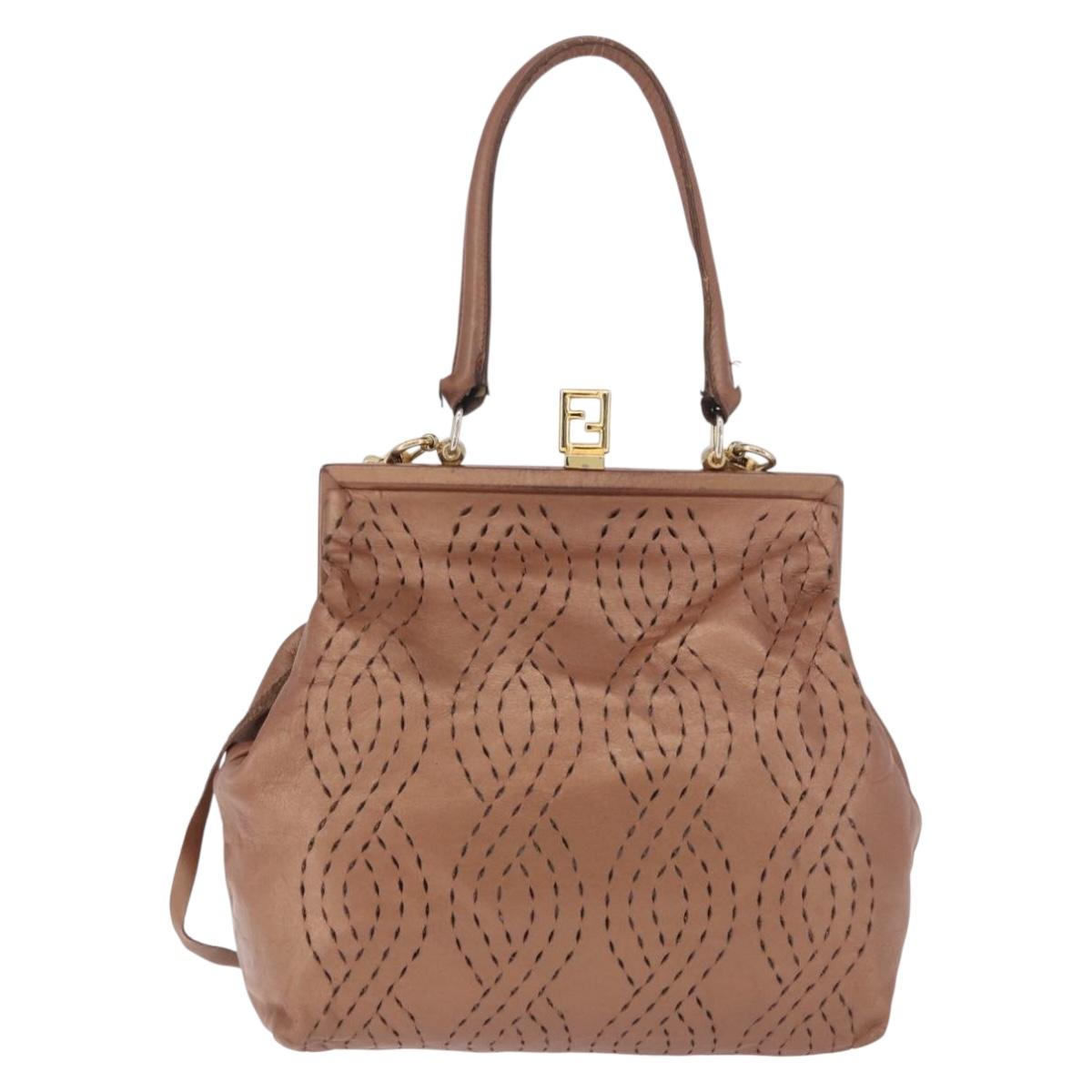 FENDI Shoulder Bag Leather 2way Bronze Gold