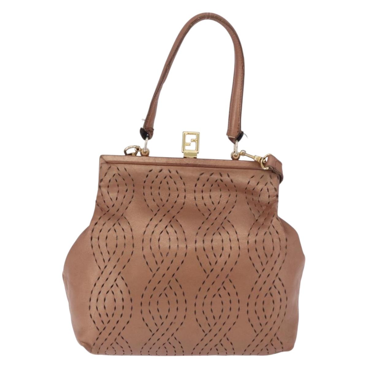 FENDI Shoulder Bag Leather 2way Bronze Gold