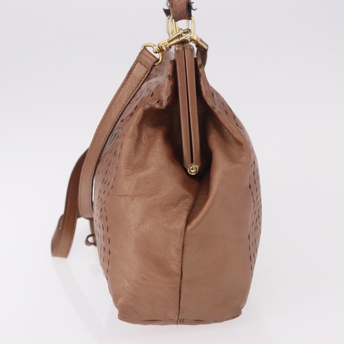 FENDI Shoulder Bag Leather 2way Bronze Gold