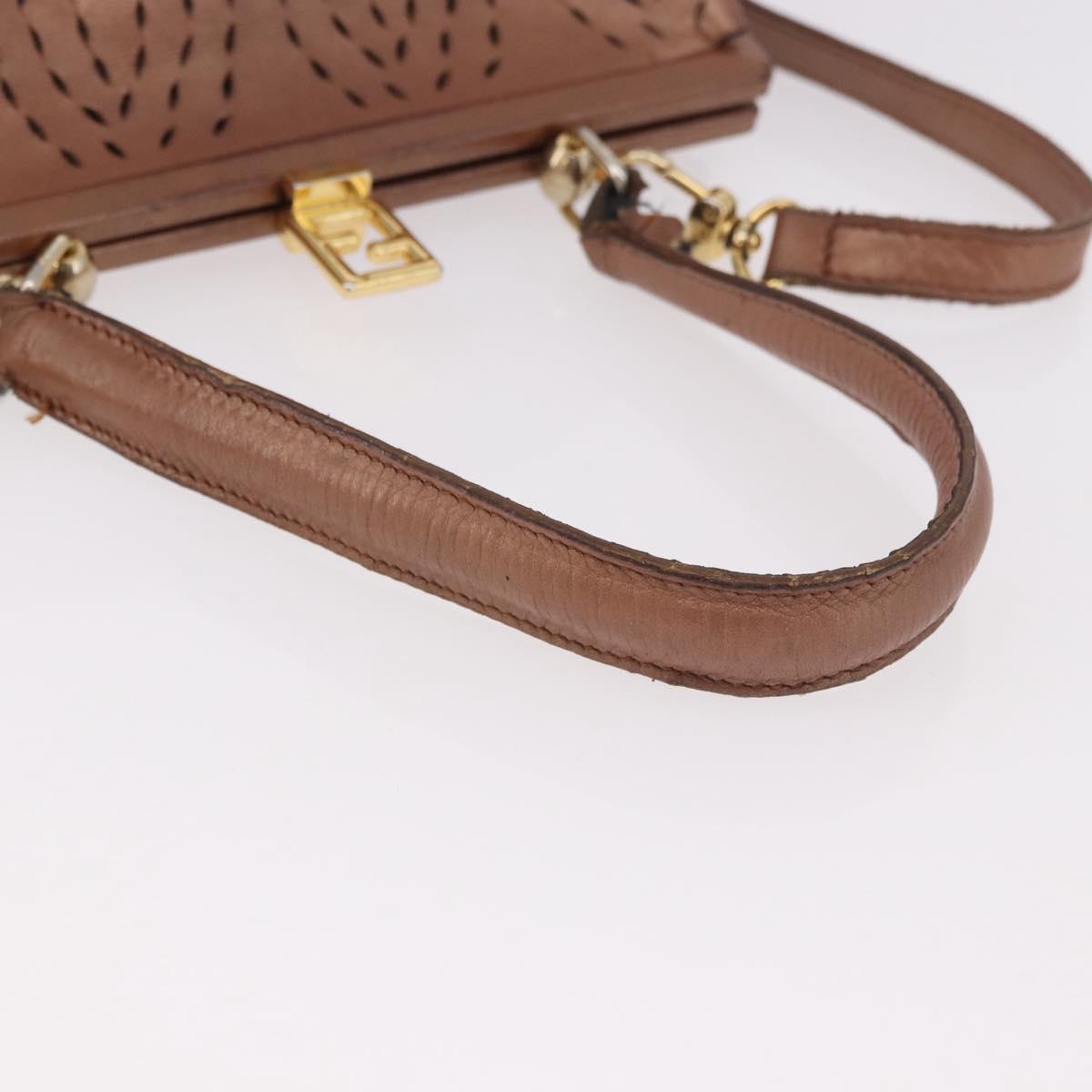 FENDI Shoulder Bag Leather 2way Bronze Gold
