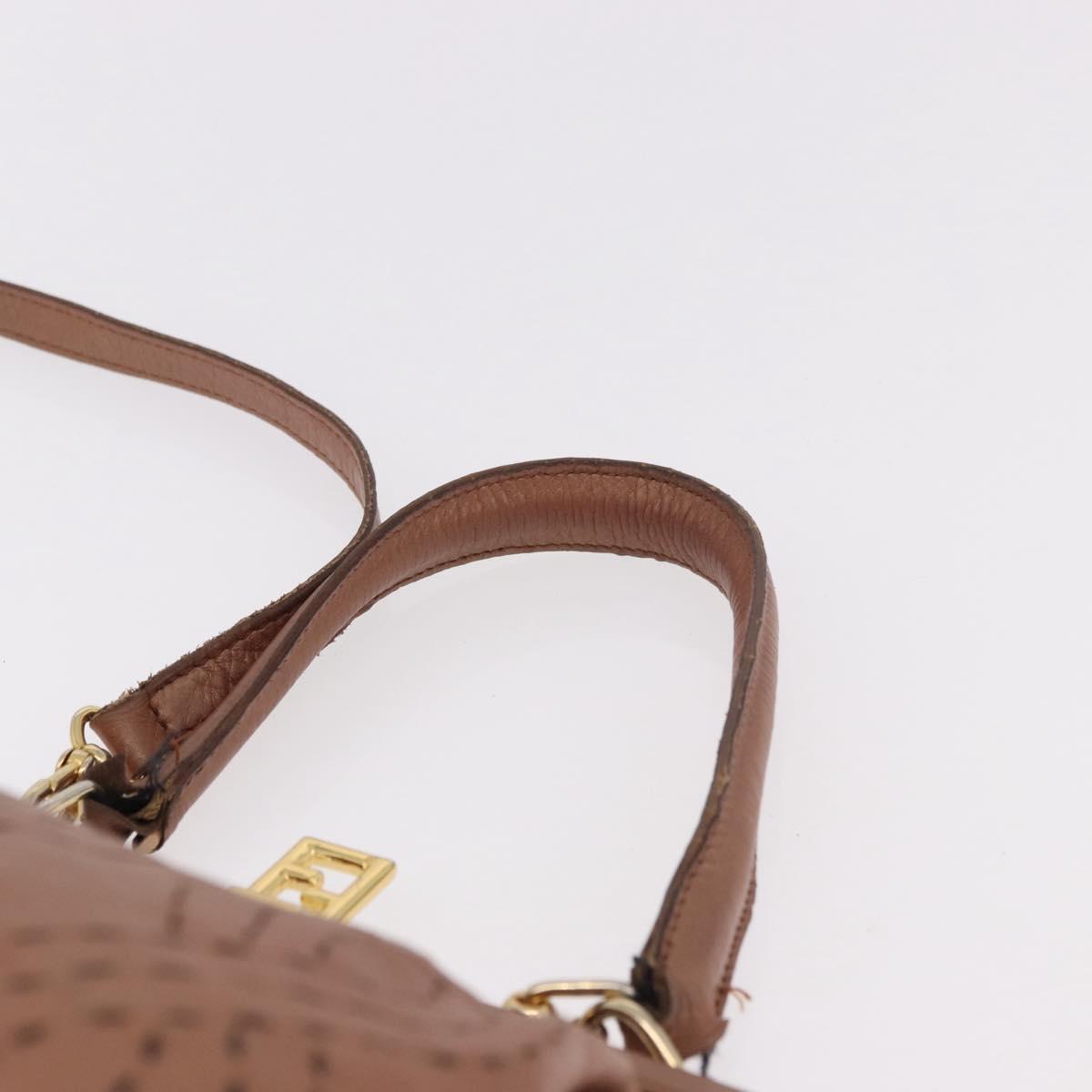 FENDI Shoulder Bag Leather 2way Bronze Gold