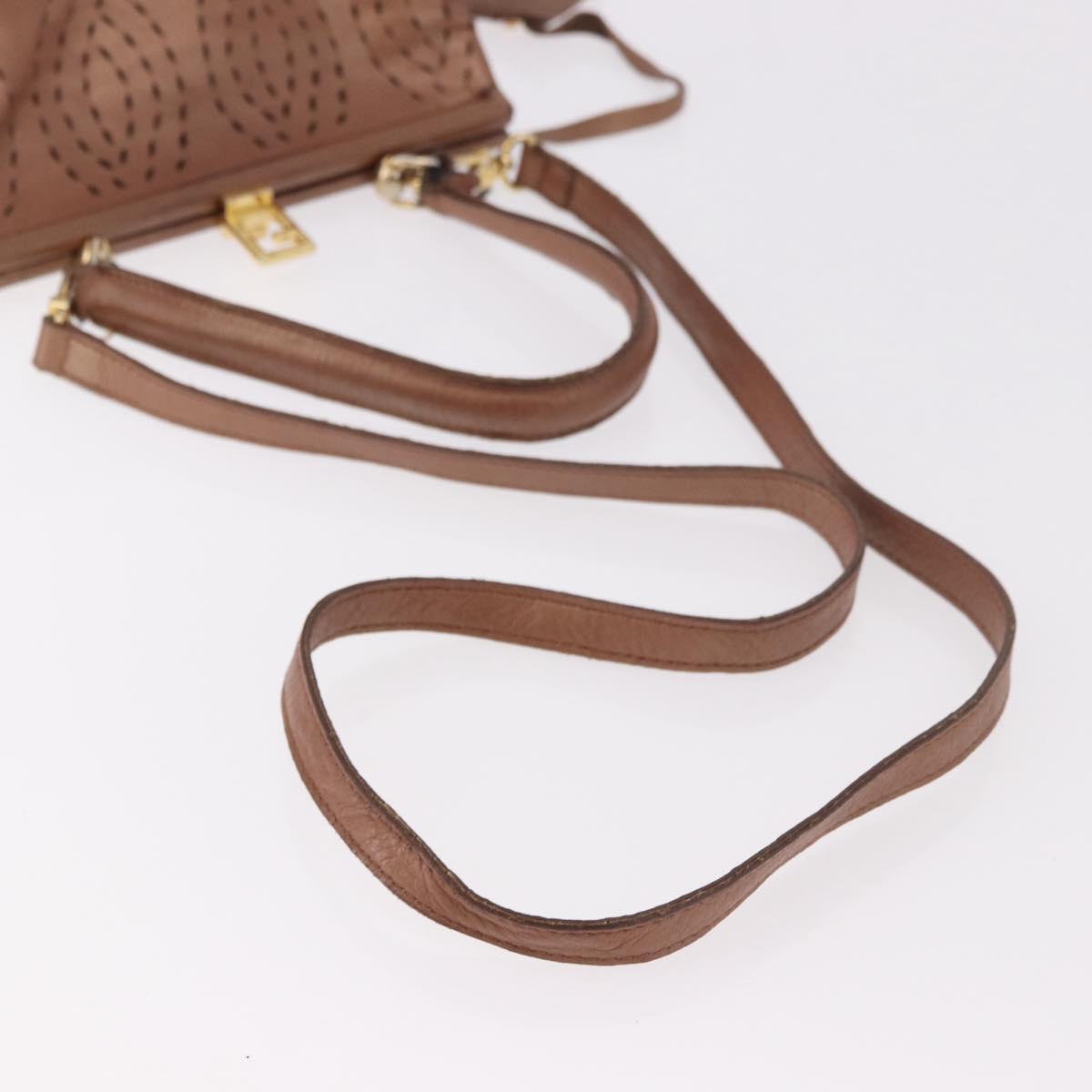 FENDI Shoulder Bag Leather 2way Bronze Gold
