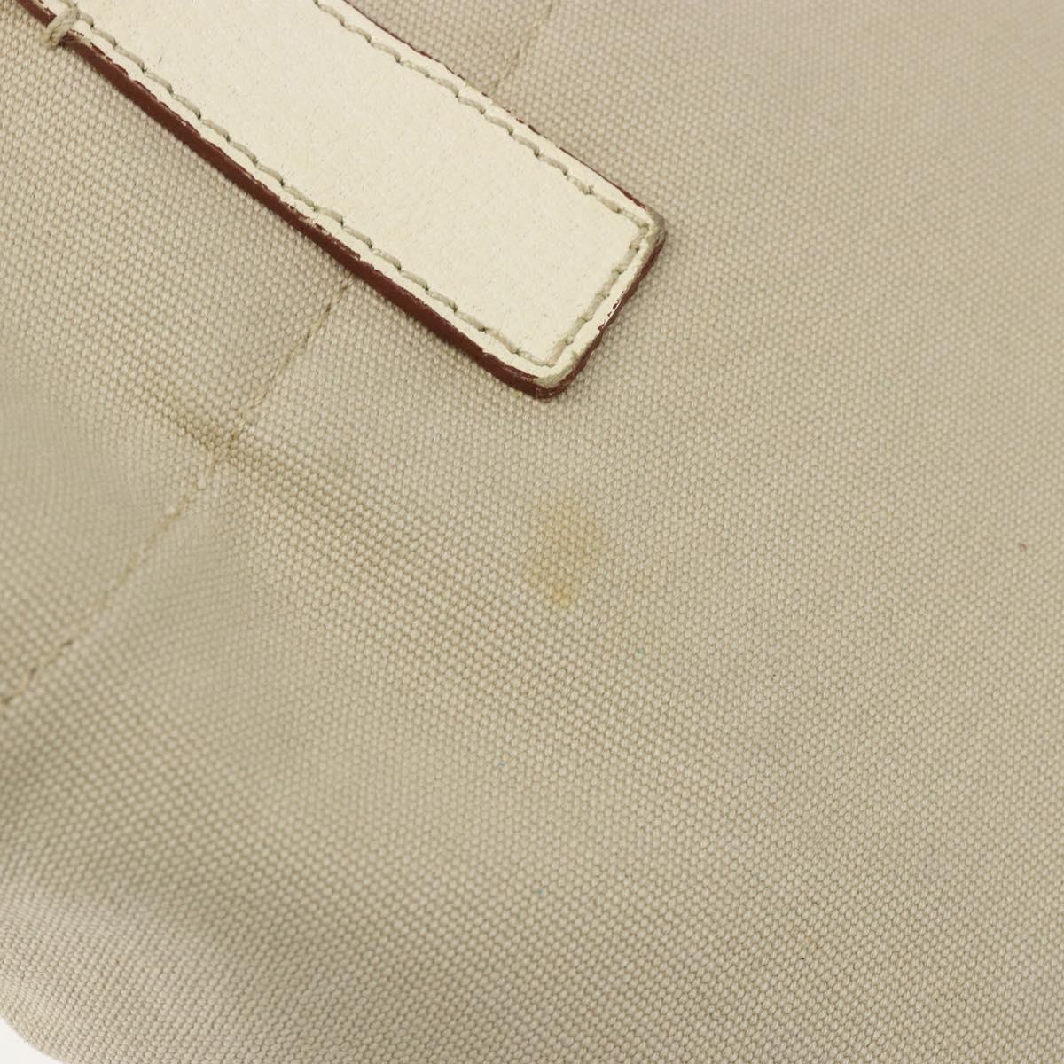 PRADA Tote Bag Canvas Beige Silver