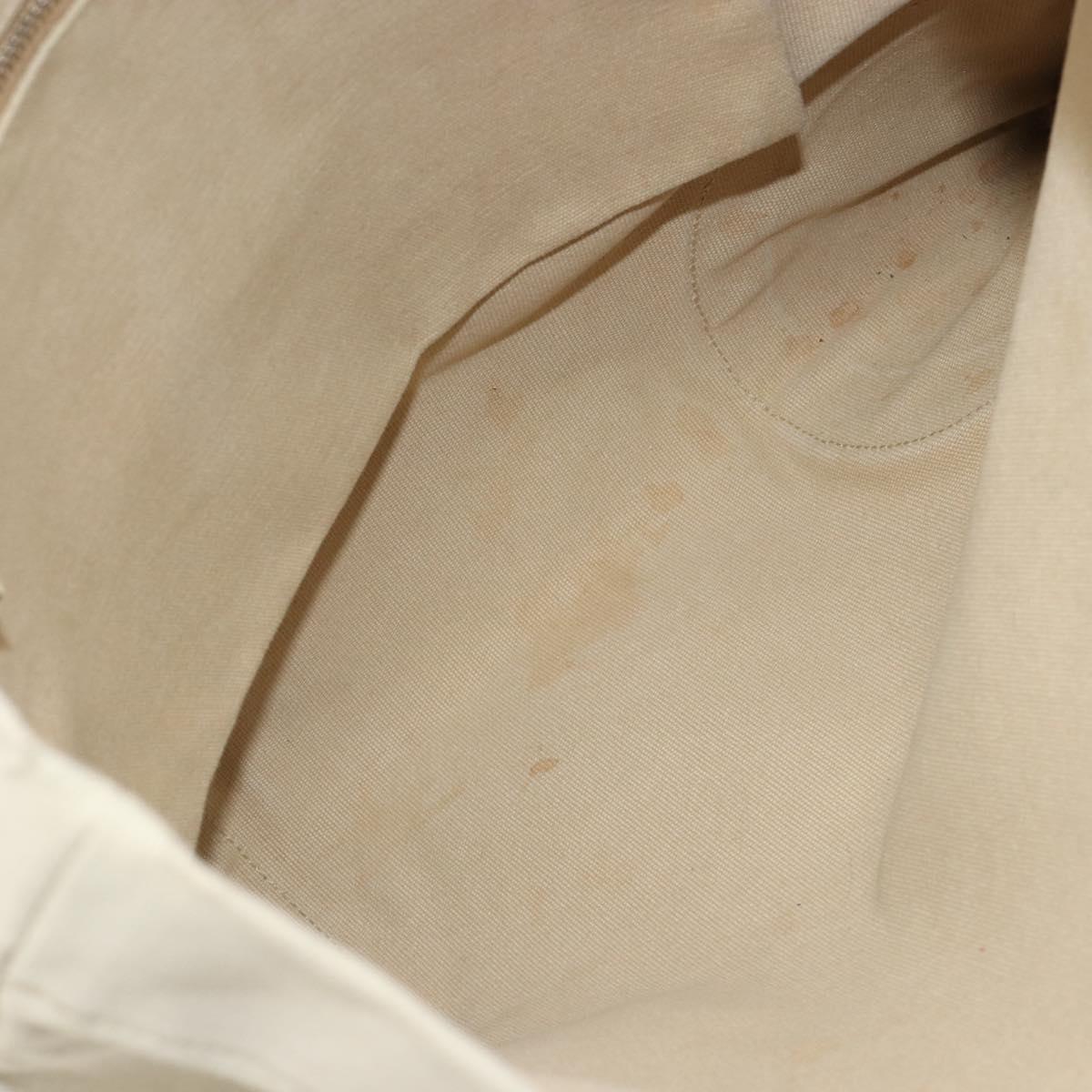 PRADA Tote Bag Canvas Beige Silver