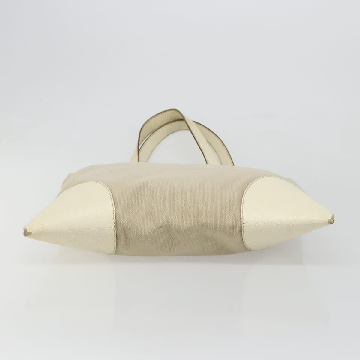 PRADA Tote Bag Canvas Beige Silver
