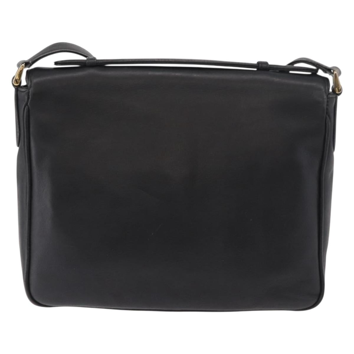 GUCCI Shoulder Bag Leather 2way Black Gold