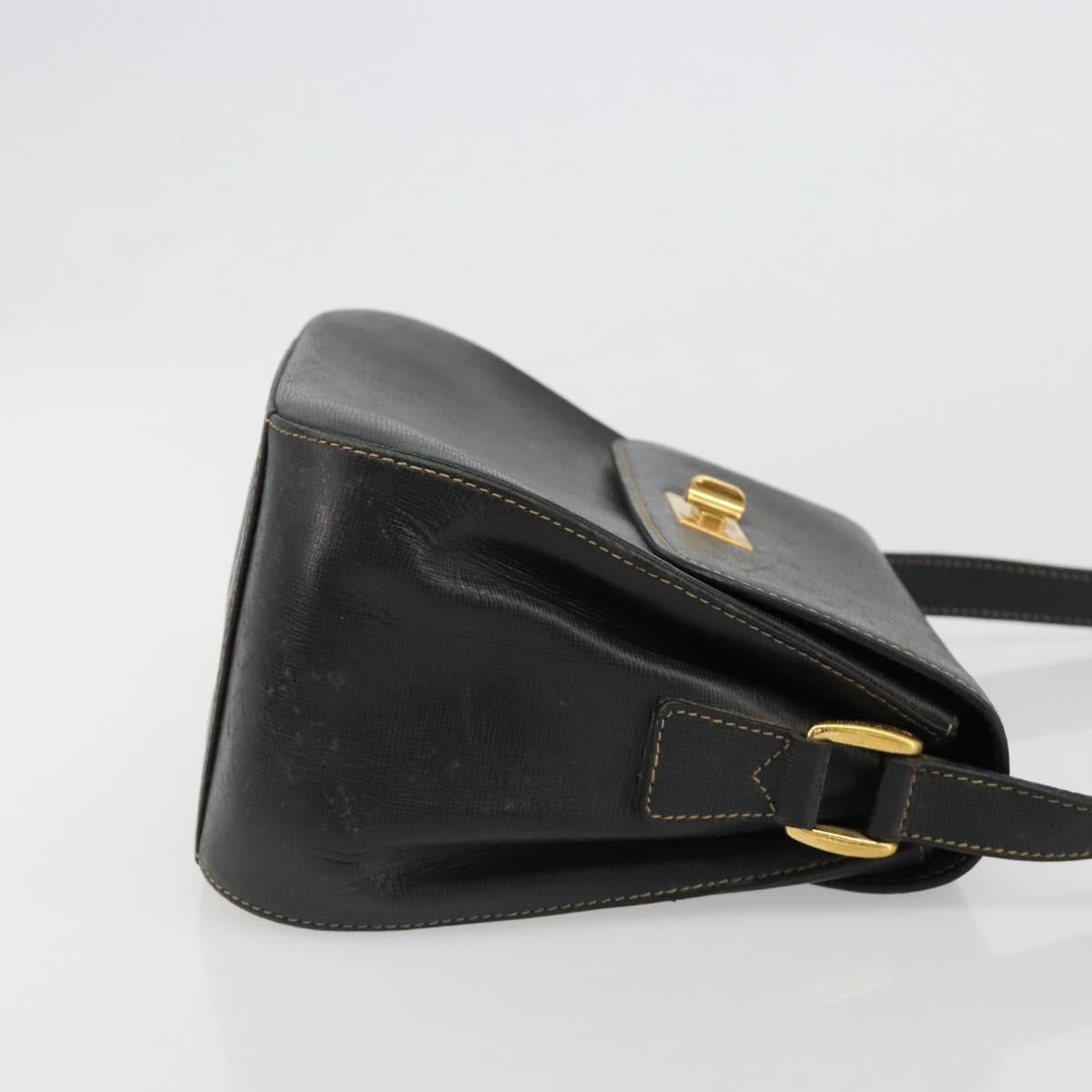 GUCCI Shoulder Bag Leather Black Gold