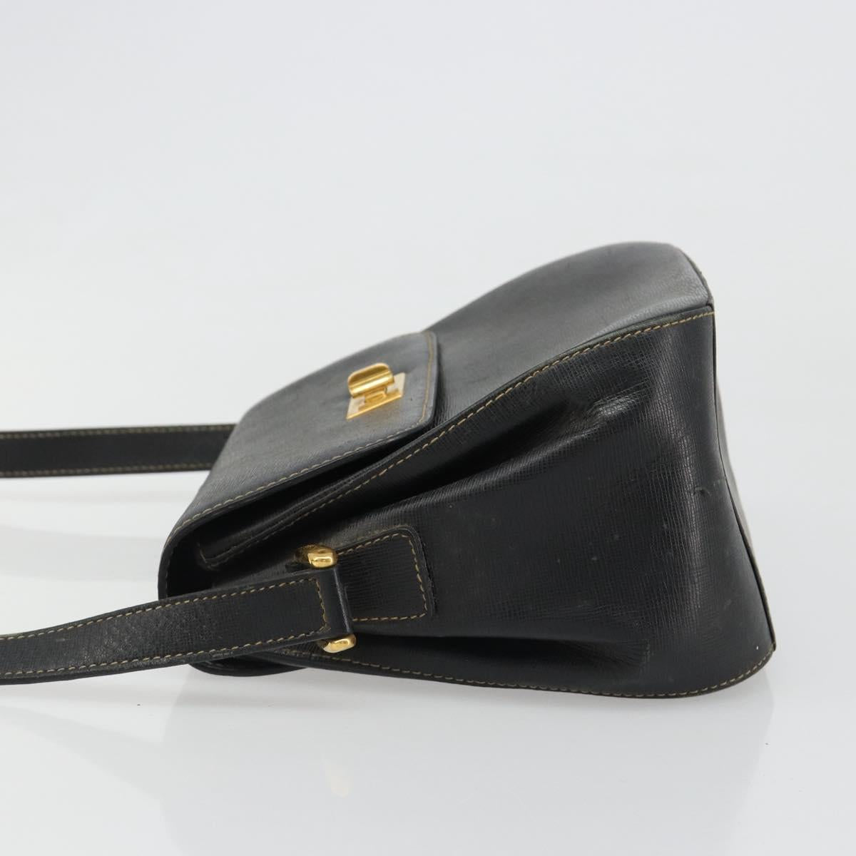 GUCCI Shoulder Bag Leather Black Gold