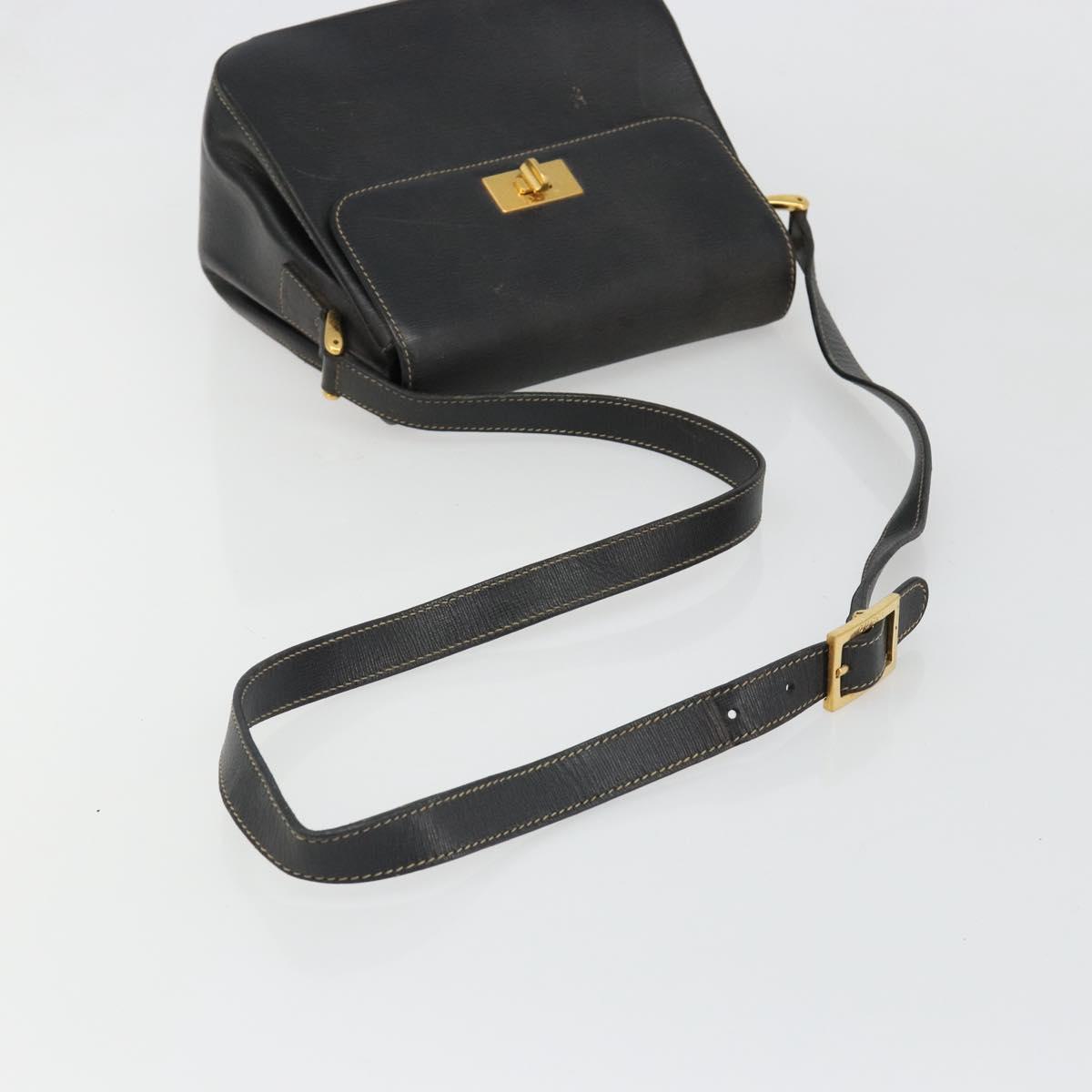 GUCCI Shoulder Bag Leather Black Gold