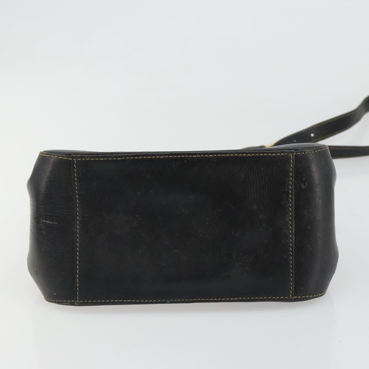 GUCCI Shoulder Bag Leather Black Gold